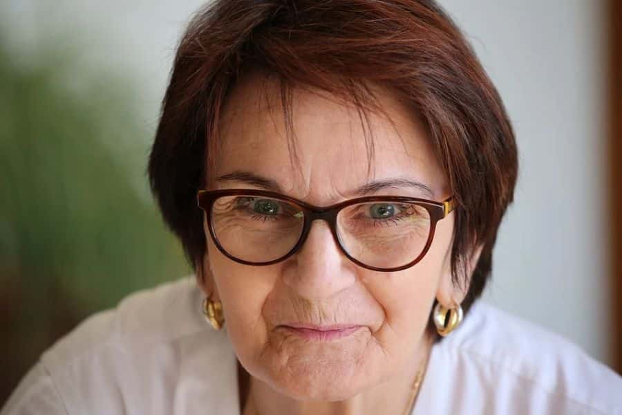Older woman wearing glasses