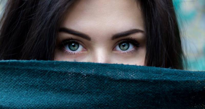 Close up of a woman's eyes and face