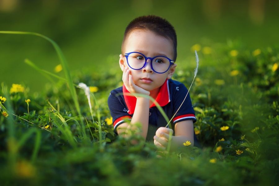 Child wearing glasses