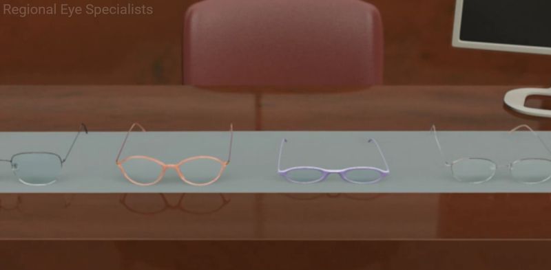 Selection of eyeglasses at Regional Eye Center